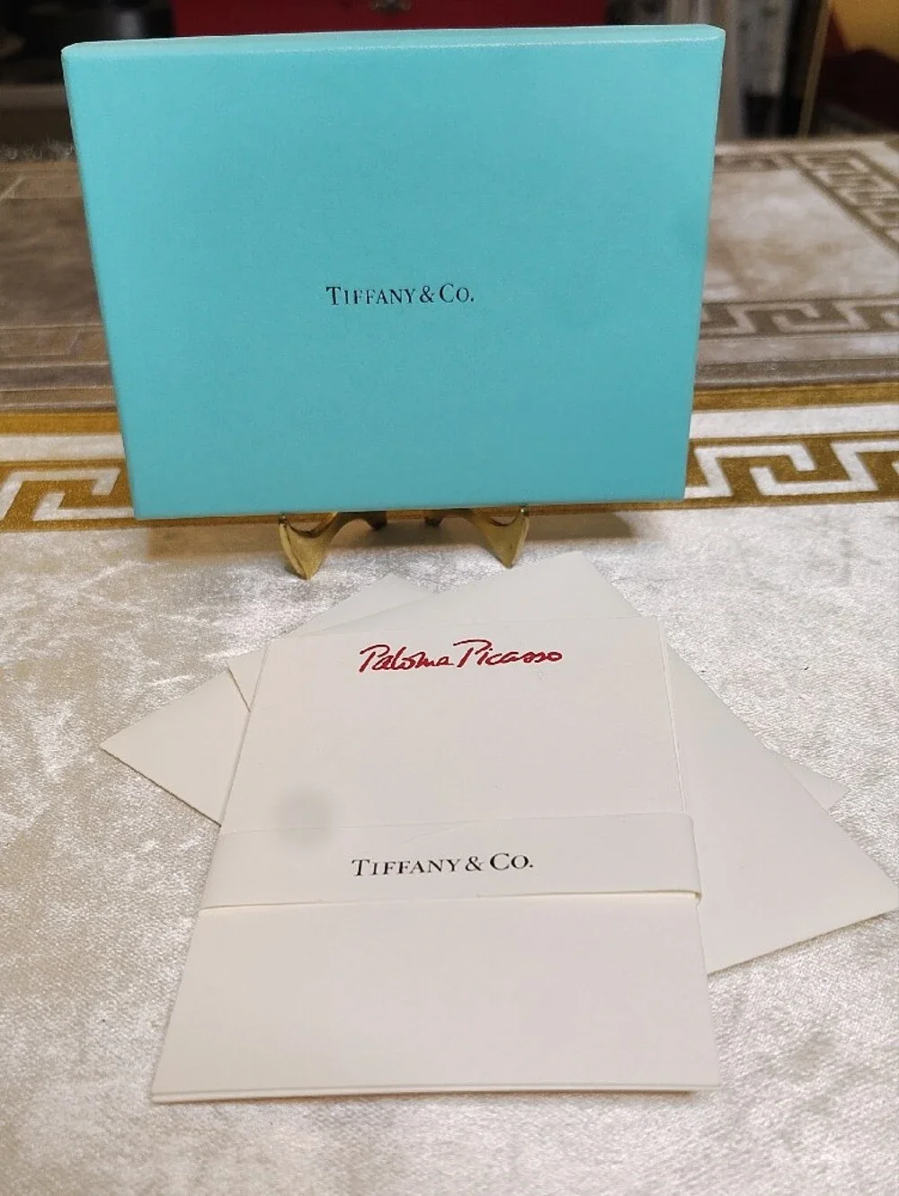 Tiffany & Co. Robin's Egg Blue Box with White Stationery Set